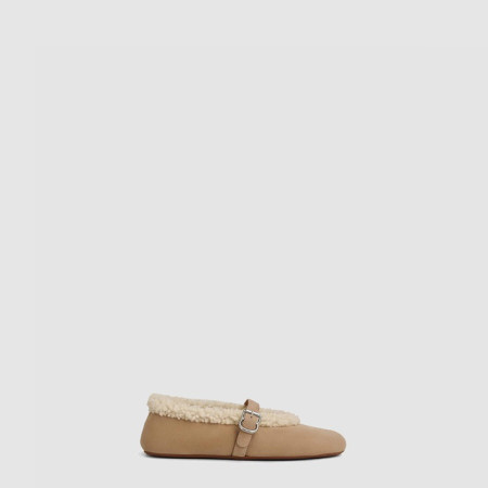 알라이아 여성 메리노 시어링 발레 플랫 슈즈 - Alaia Womens Merino Shearling Ballet Flats - als8365x