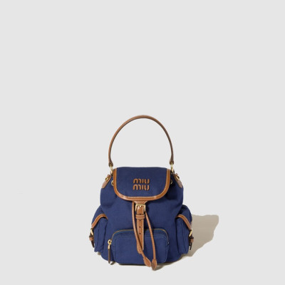미우미우 여성 캔버스 가죽 백팩 - MiuMiu Womens Canvas Leather Backpack - mib11017x
