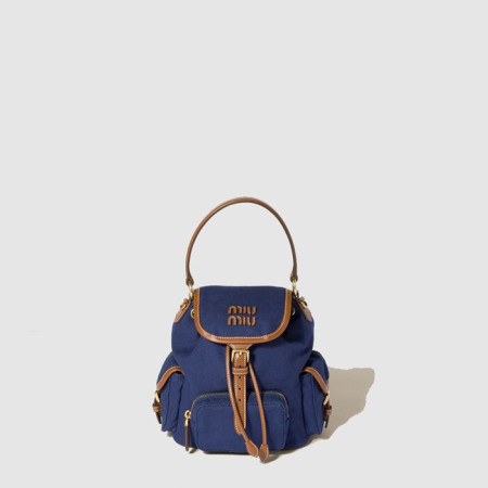 미우미우 여성 캔버스 가죽 백팩 - MiuMiu Womens Canvas Leather Backpack - mib11017x