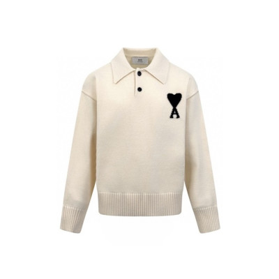 아미 남/녀 폴로 니트 - Ami Unisex Polo Knitwear - amc8505x