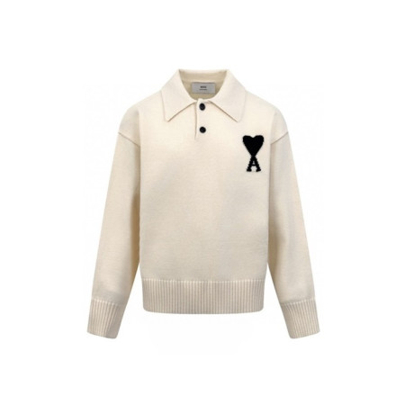 아미 남/녀 폴로 니트 - Ami Unisex Polo Knitwear - amc8505x
