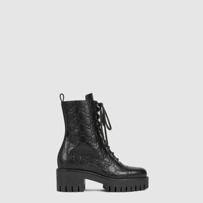 구찌 여성 GG 레이스업 앵클 부츠 - Gucci Womens GG Lace-Up Ankle Boots - gus8598x