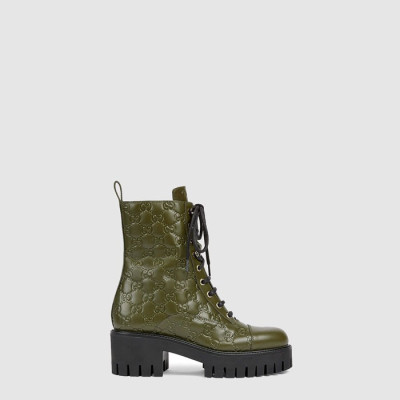 구찌 여성 GG 레이스업 앵클 부츠 - Gucci Womens GG Lace-Up Ankle Boots - gus8599x