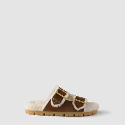 프라다 여성 시어링 슬라이드 - Prada Womens Shearling Slides - prs8716x