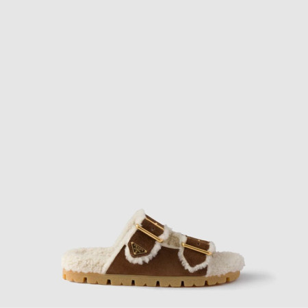 프라다 여성 시어링 슬라이드 - Prada Womens Shearling Slides - prs8716x