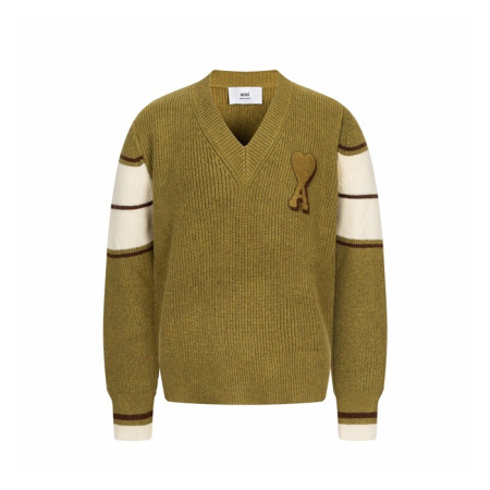 아미 남/녀 브이넥 니트웨어 - Ami Unisex V-neck Knitwear - amc9750x