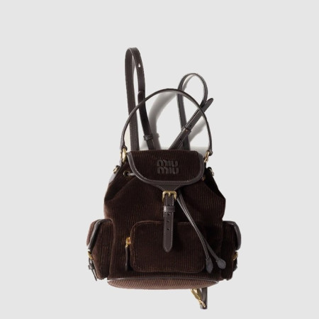 미우미우 여성 코듀로이 백팩 - MiuMiu Womens Corduroy Backpack - mib12606x