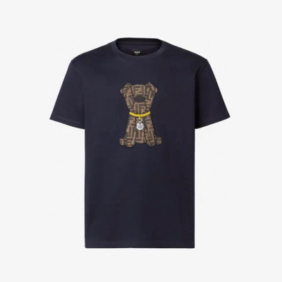 펜디 남성 라운드 반팔 티셔츠 - Fendi Mens Round Tshirt - fec12541x