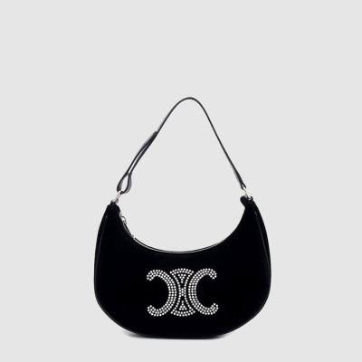 셀린느 여성 아바 벨벳 트리옹프 숄더백 - Celine Womens Ava Velvet Triomphe Shoulder Bag - ceb13051x