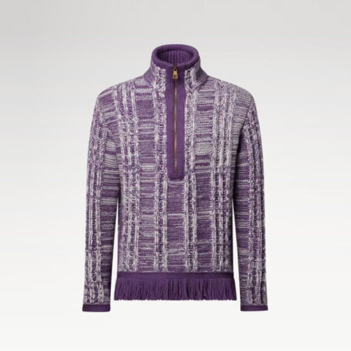 루이비통 남성 스트라이프드 자카드 하프 지퍼 스웨터 - Louis vuitton Mens Striped Jacquard Half-zip Sweater - lvc12823x